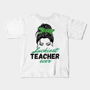 Luckiest Teacher Ever St Patricks Day women Kids T-Shirt